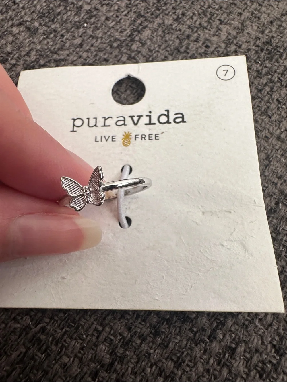 NWT Size 7 Pura Vida Silver Butterfly Ring